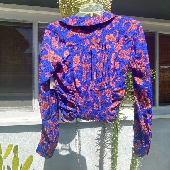 NWT FREE PEOPLE $98 I Got You Royal Floral-Print Top XS - Picture 8 of 14